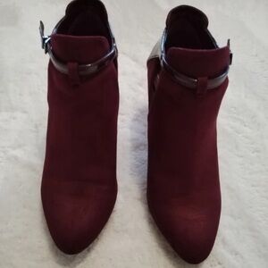 Next Dark Red Heeled Ankle Boots